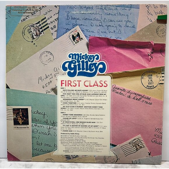 Mickey Gilley First Class Vinyl LP Country Radio Station Copy 1977 Playboy - Picture 7 of 8